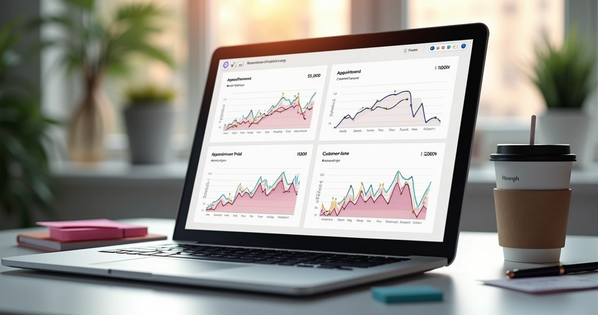 Gráficos mostrando redução de faltas e aumento de retornos com automação 