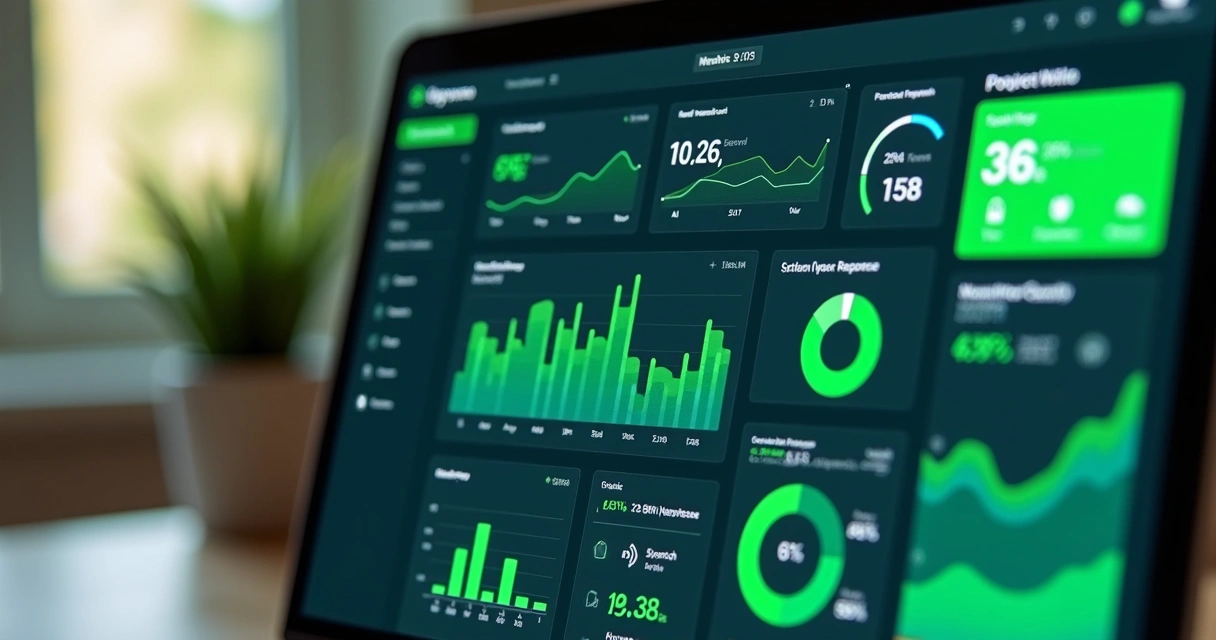 Gráficos coloridos de métricas de mensagens do WhatsApp em um painel digital