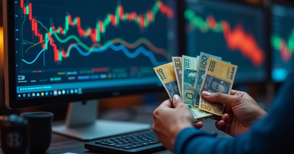 Gráficos financeiros com mudanças bruscas de valor