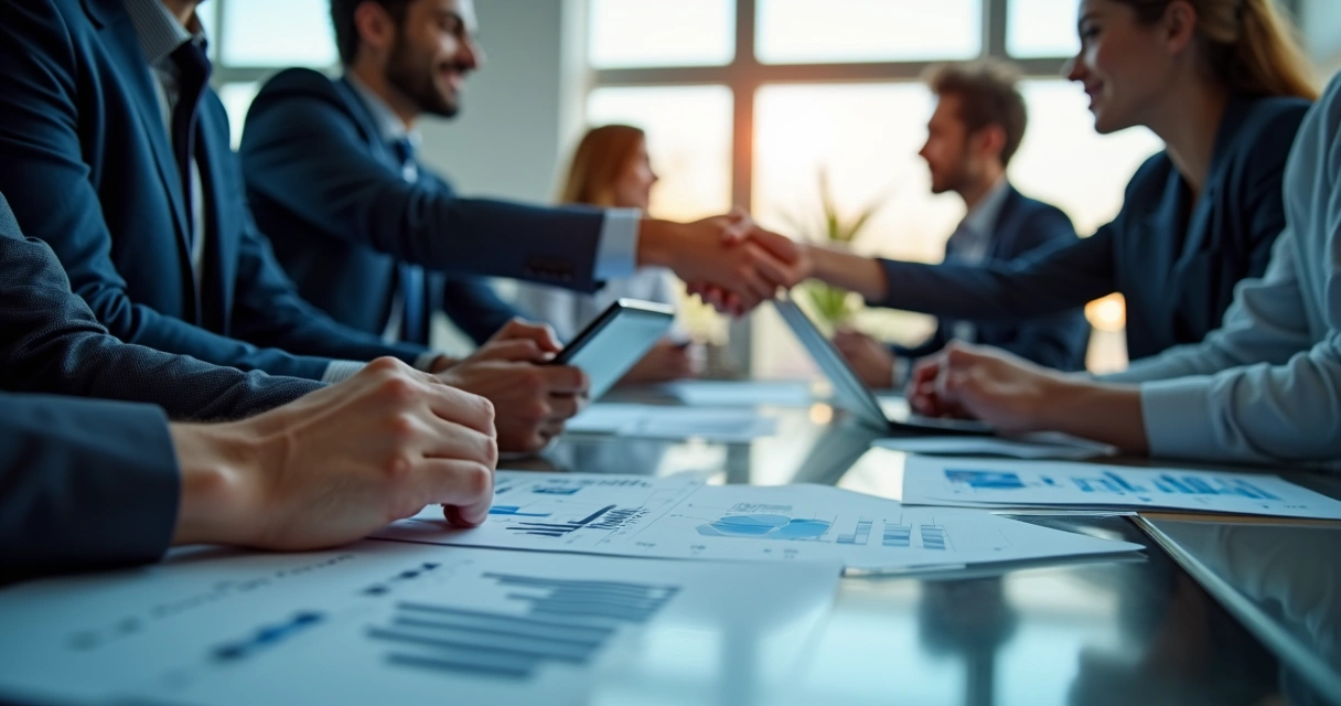 Gráficos de crescimento de negócios e colaboração entre sócios