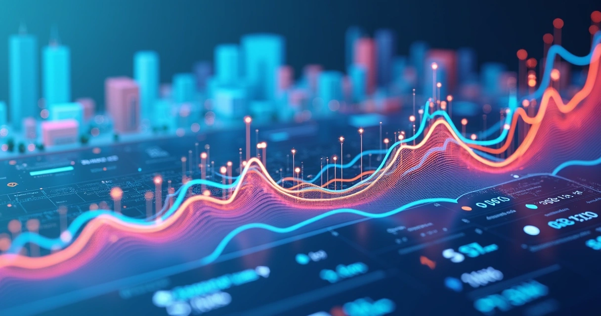 Gráfico colorido mostrando alta repentina e queda no interesse por imóveis 