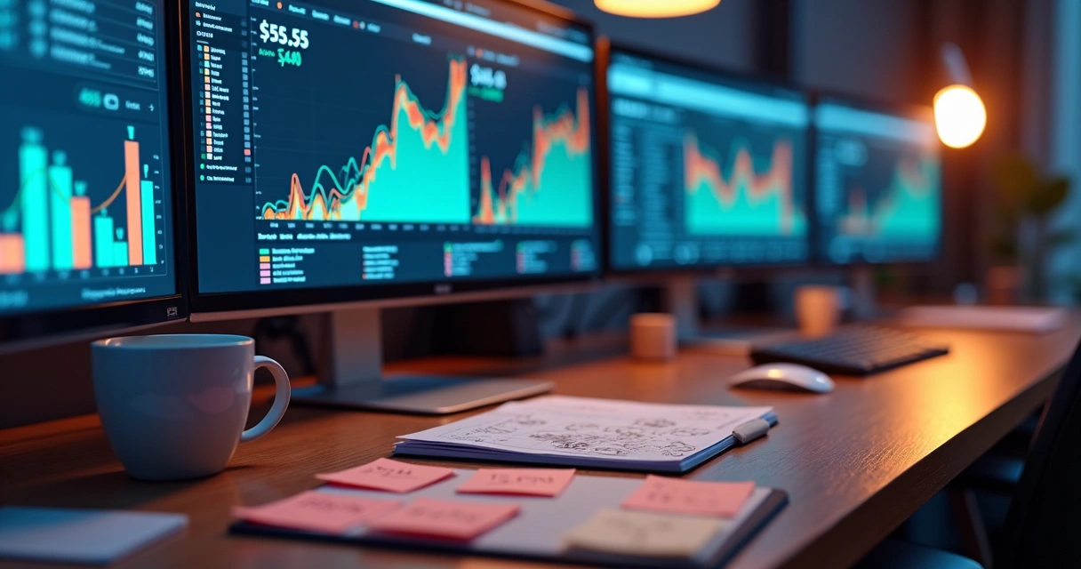 Vários gráficos de precificação SaaS em tela com planilhas e cartões de preço 