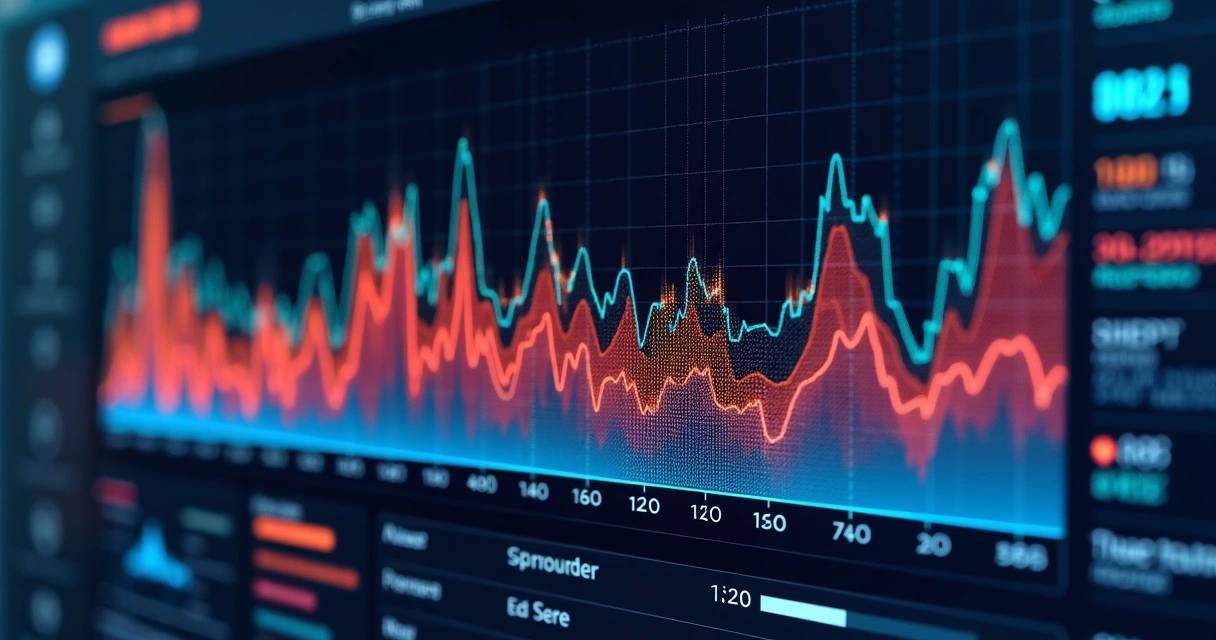 Gráficos coloridos mostrando predição de sensor e anomalias destacadas 