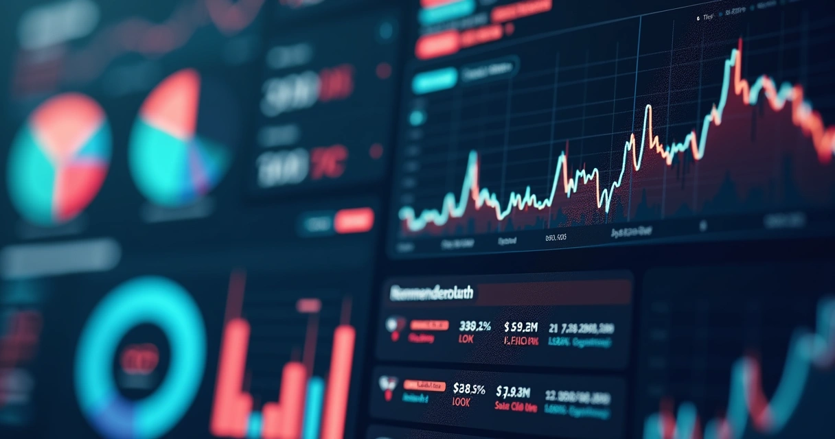 Painel digital com gráficos de vendas em tempo real e sugestões de produtos 