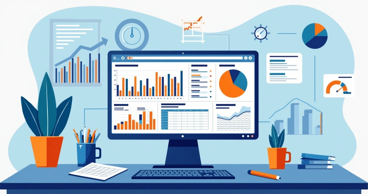 Gráficos e tabelas dinâmicas em tela de computador 