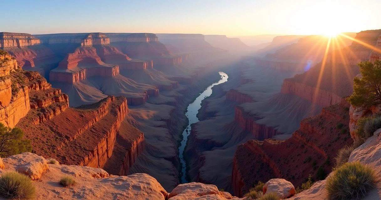 Grand Canyon cliffs at sunset from a high overlook