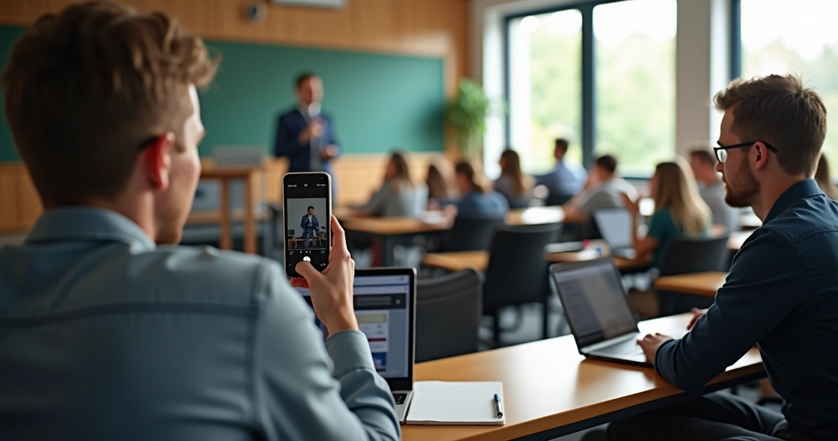 Gravação de aula em ambiente universitário 