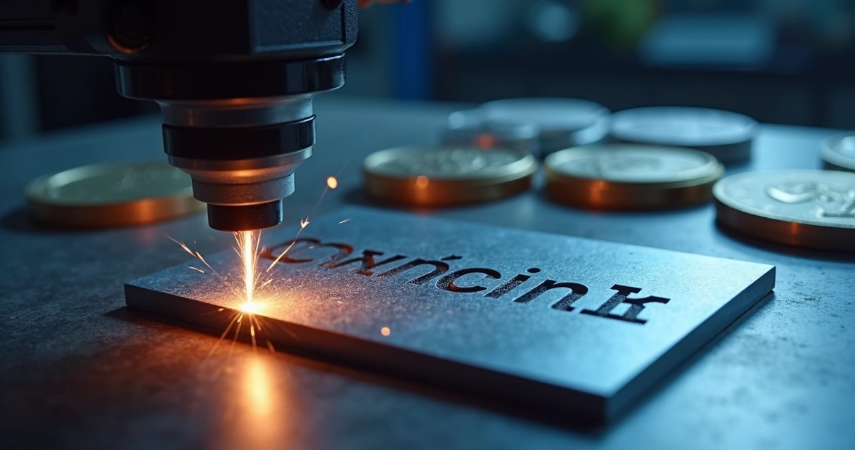 Máquina de gravação a laser personalizando placa inox 