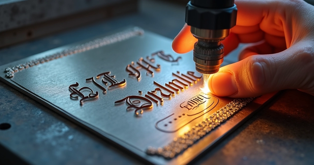 Processo de gravação em baixo relevo em diploma metálico 