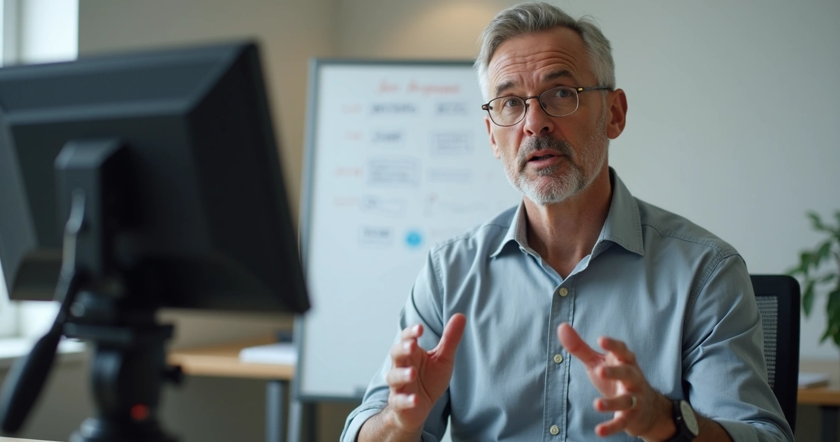 Empresário grava vídeo educativo para YouTube usando câmera simples 
