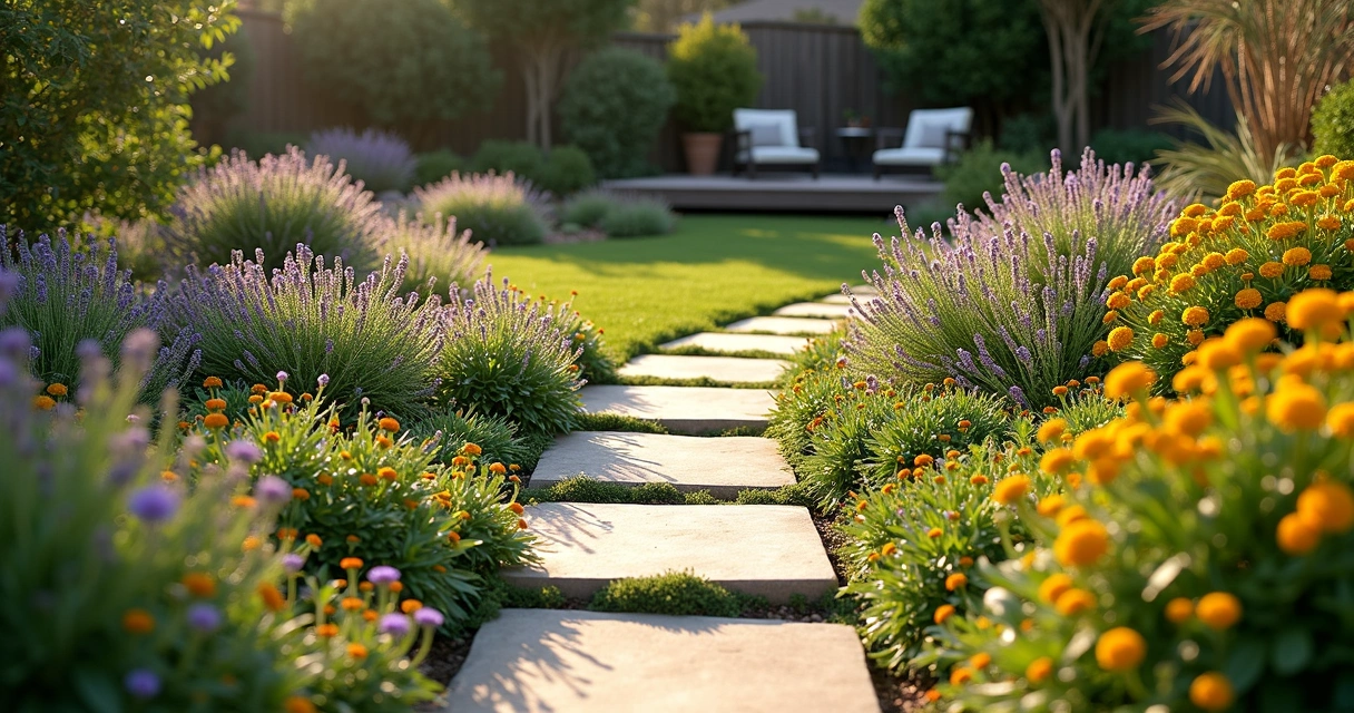Vibrant groundcover plants in Texas landscape 