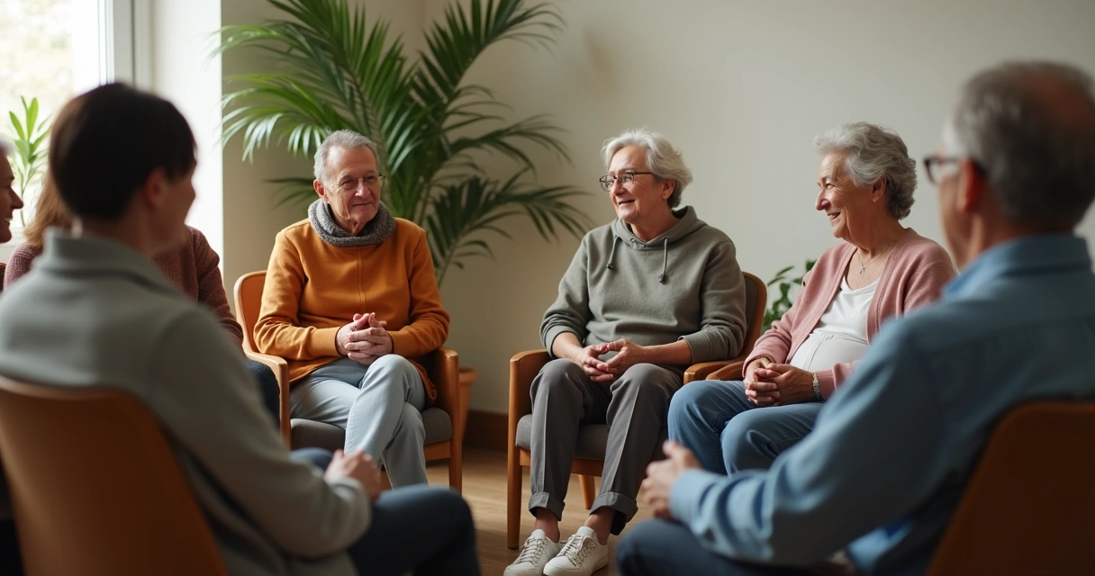 Community group in a circle sharing gratitude