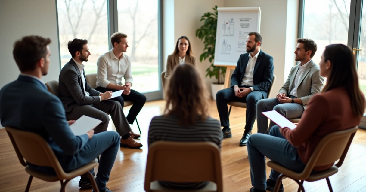 Group seated in a circle during a guided reflective session