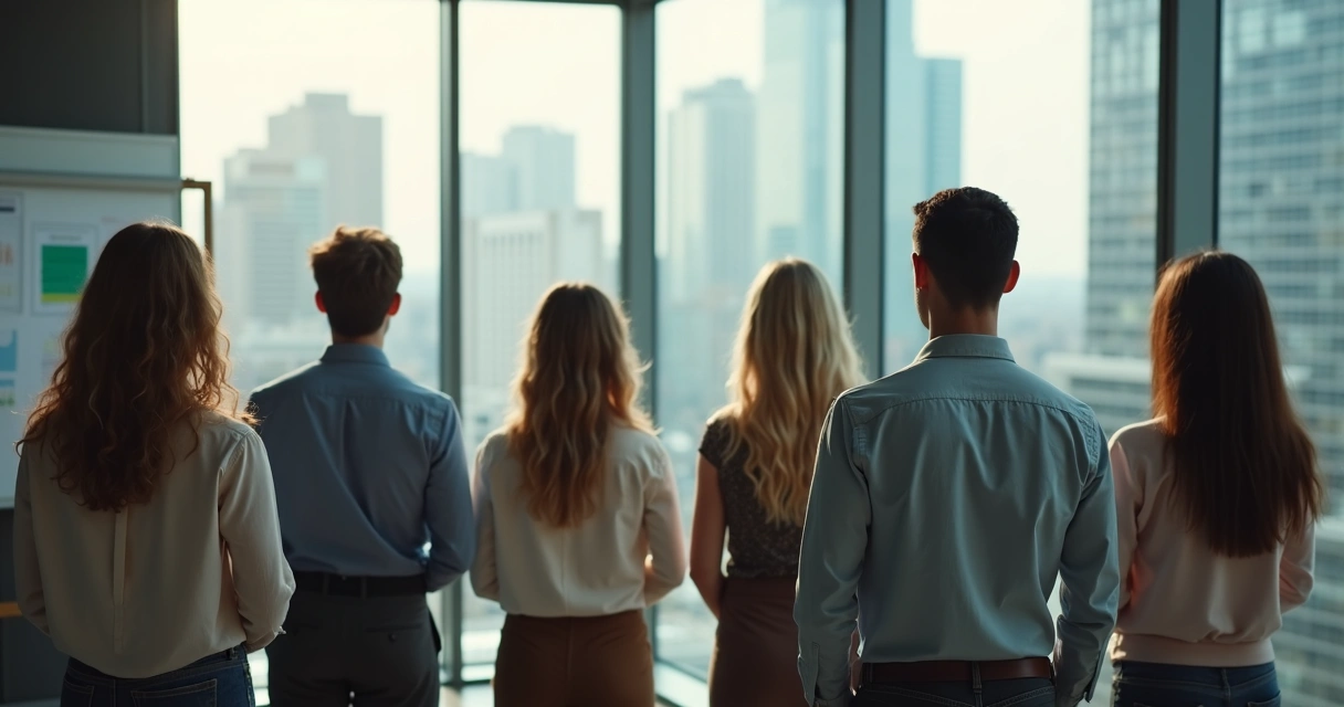 Group practicing brief meditation before making a decision 