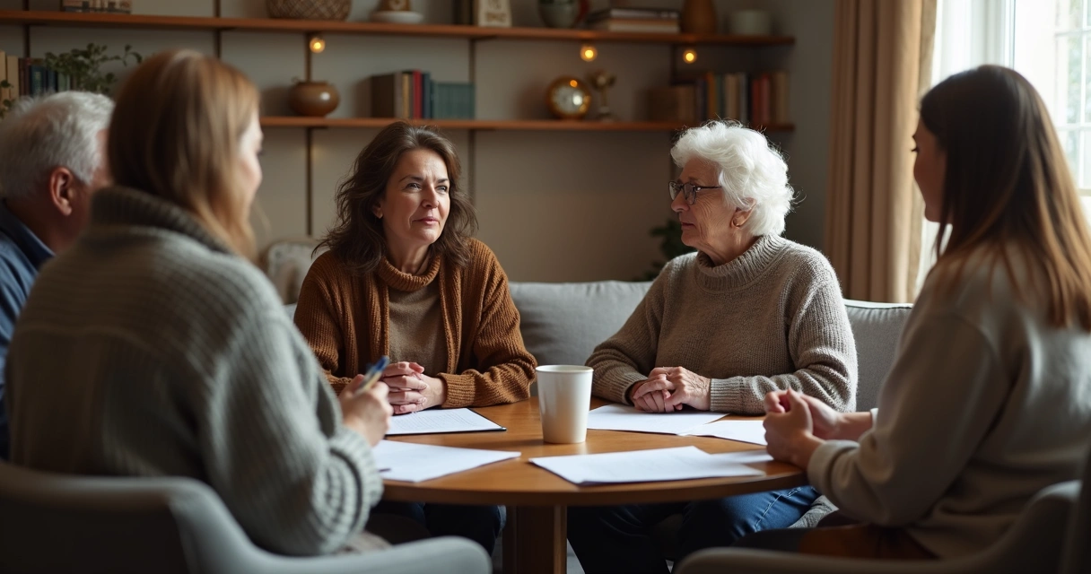 Diverse small group sharing insights in a discussion circle 