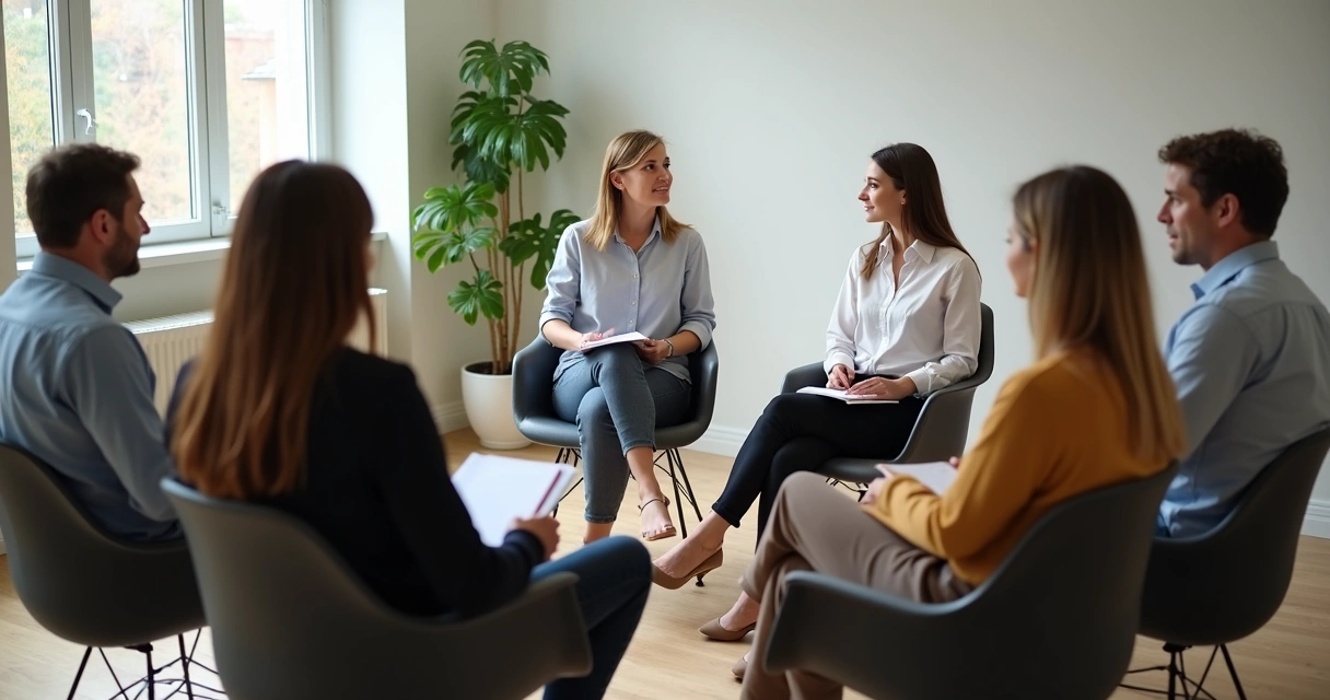 Small group seated in a circle during a listening session