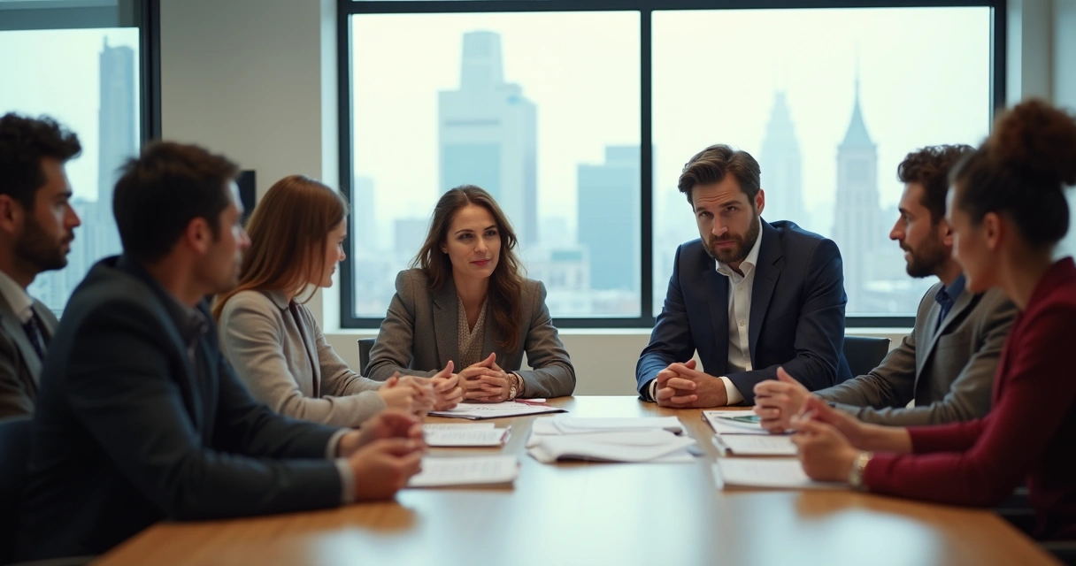 People sitting in a meeting, each displaying unique body language