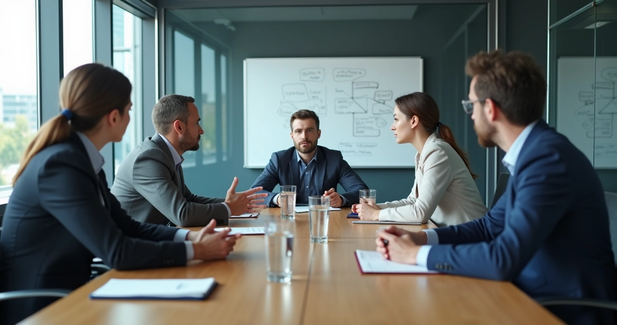 Team meeting with one person isolated while others argue