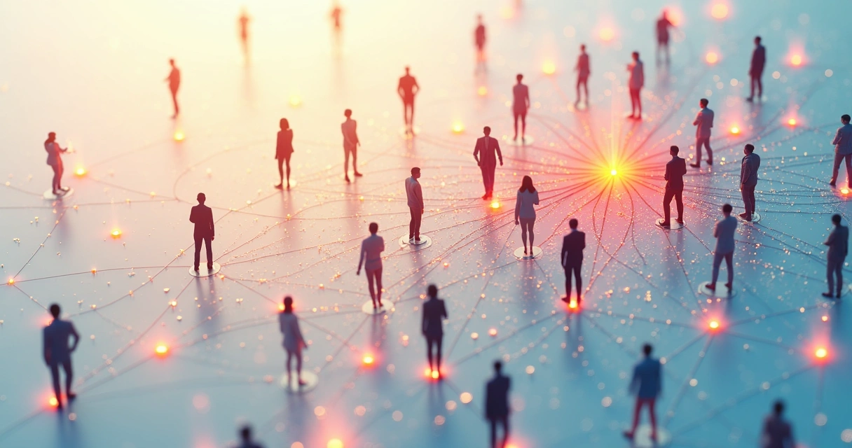 Network diagram connecting people within a group, illustrating hidden relationships. 