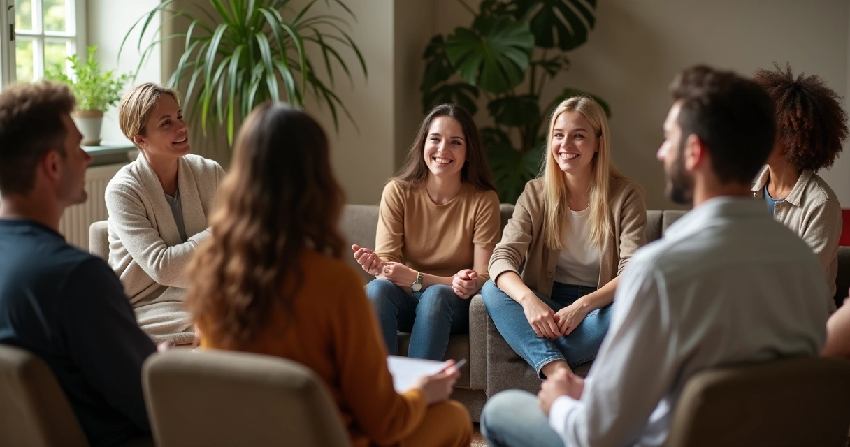People sitting in a circle having an open discussion 