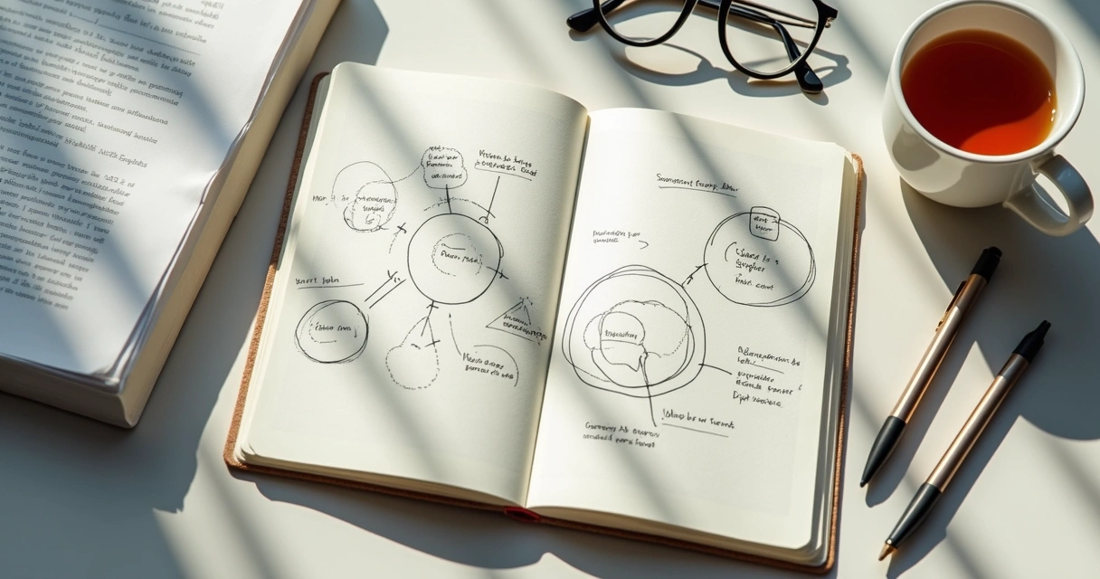 Notebook with mapped group interaction patterns