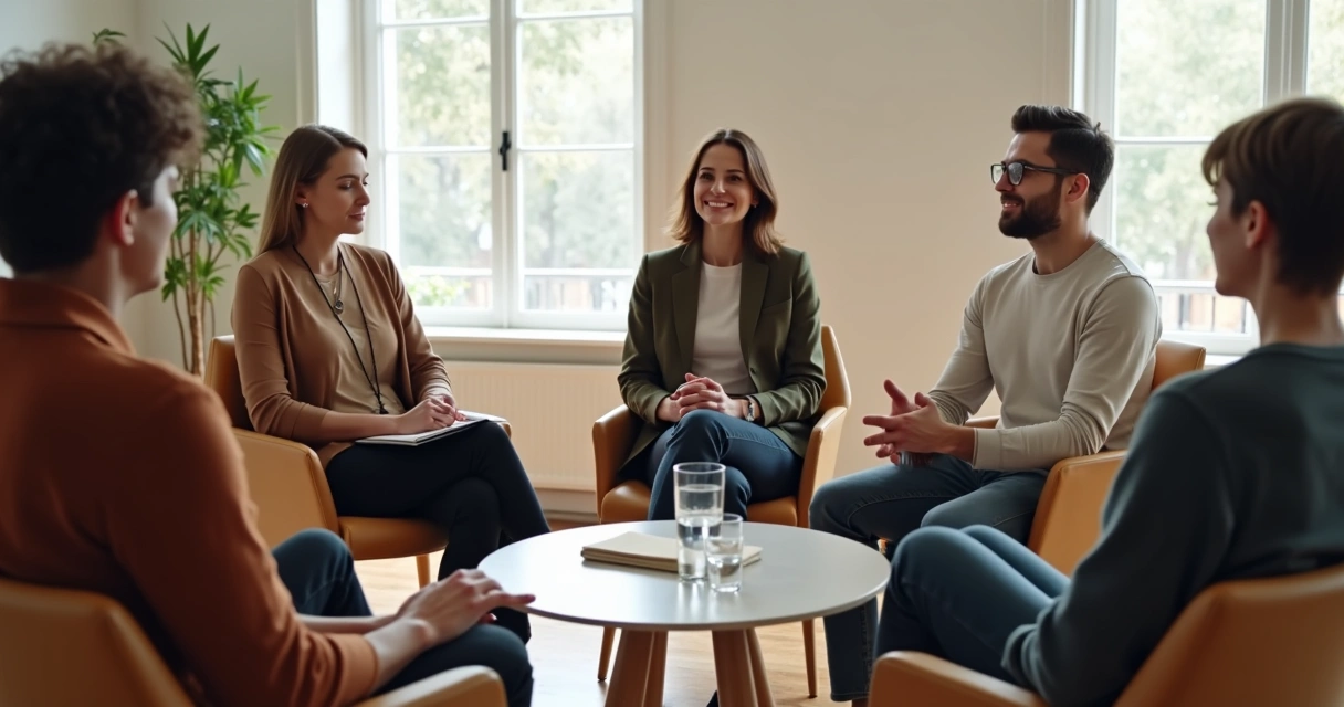 People seated in a circle during a guided reflection session