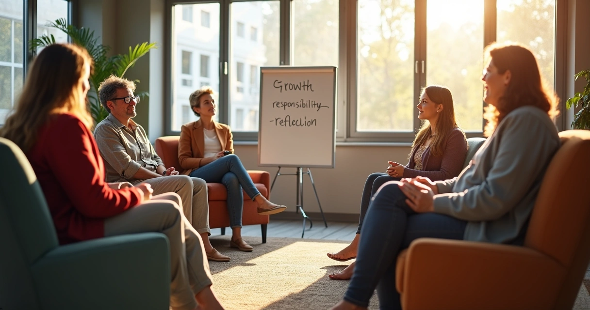 People discussing personal growth in a group session