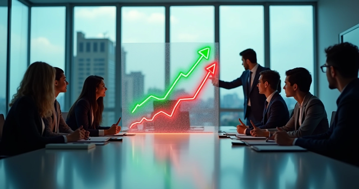 Chart revealing upward and downward patterns in company growth across several years