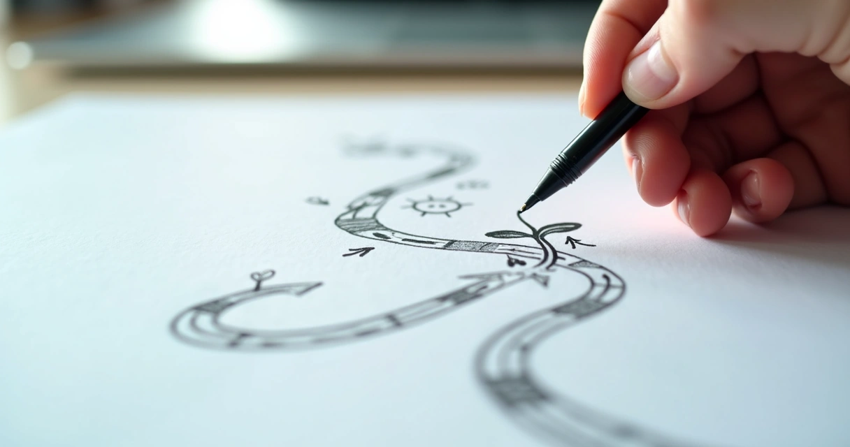 Hand drawing symbol of growth path 