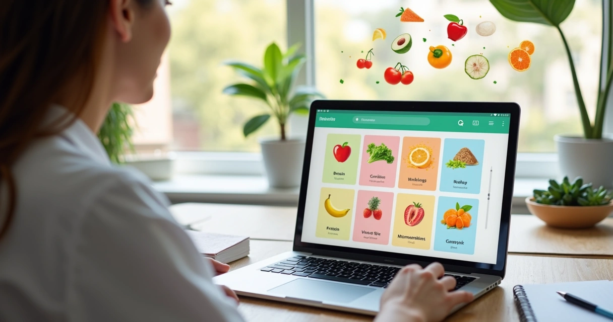 Grupo de alimentos sendo criado em tela de aplicativo de nutrição 
