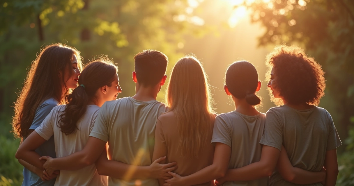 Grupo de personas apoyándose en la naturaleza