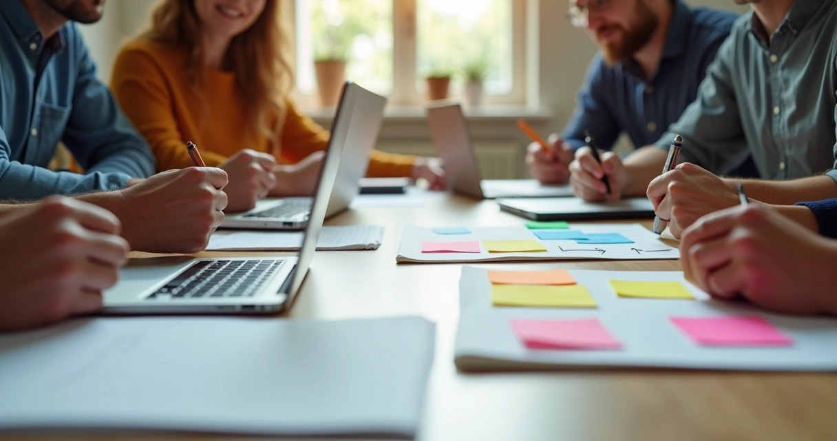 Grupo de pessoas fazendo atividade prática juntos 