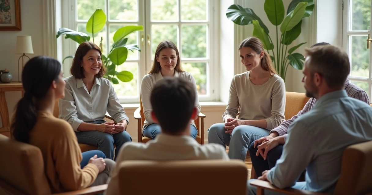 Grupo de pessoas em círculo conversando