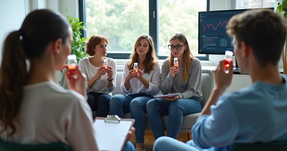 Grupo testando aroma em ambiente controlado