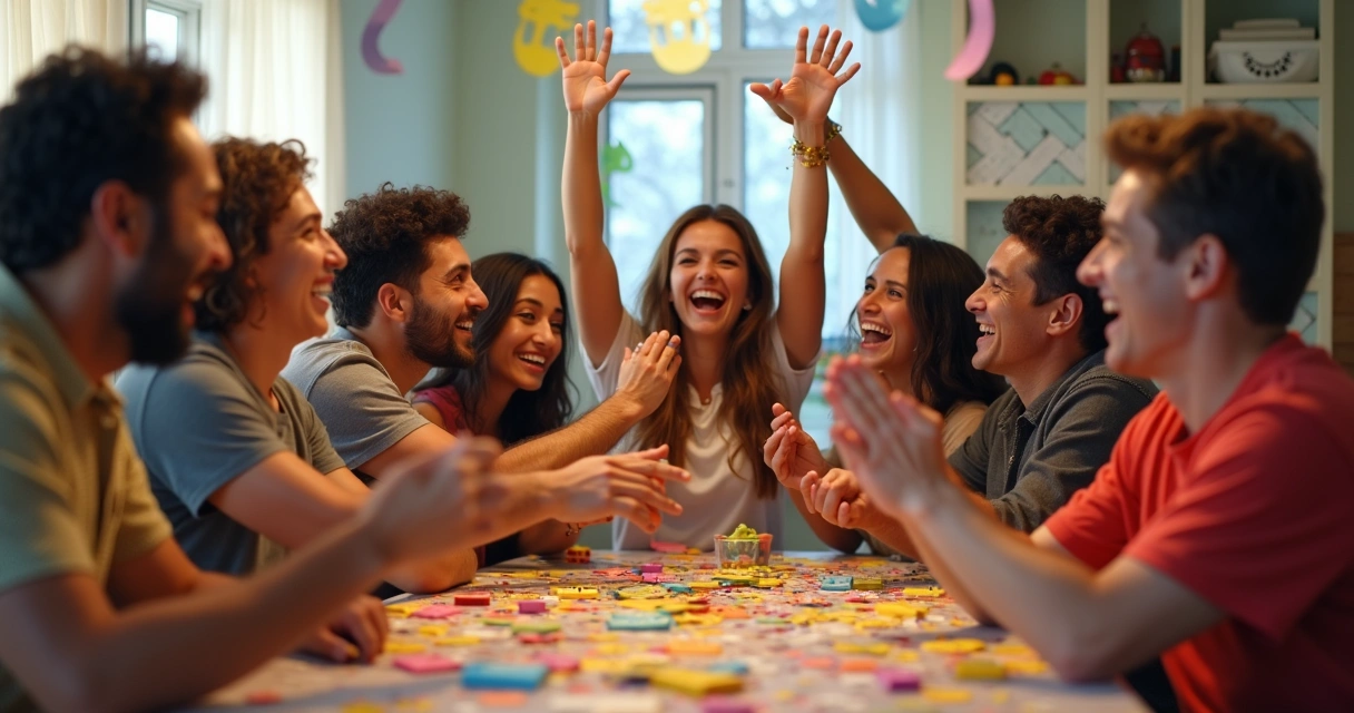 Grupo de pessoas felizes comemorando bolão da Quina 