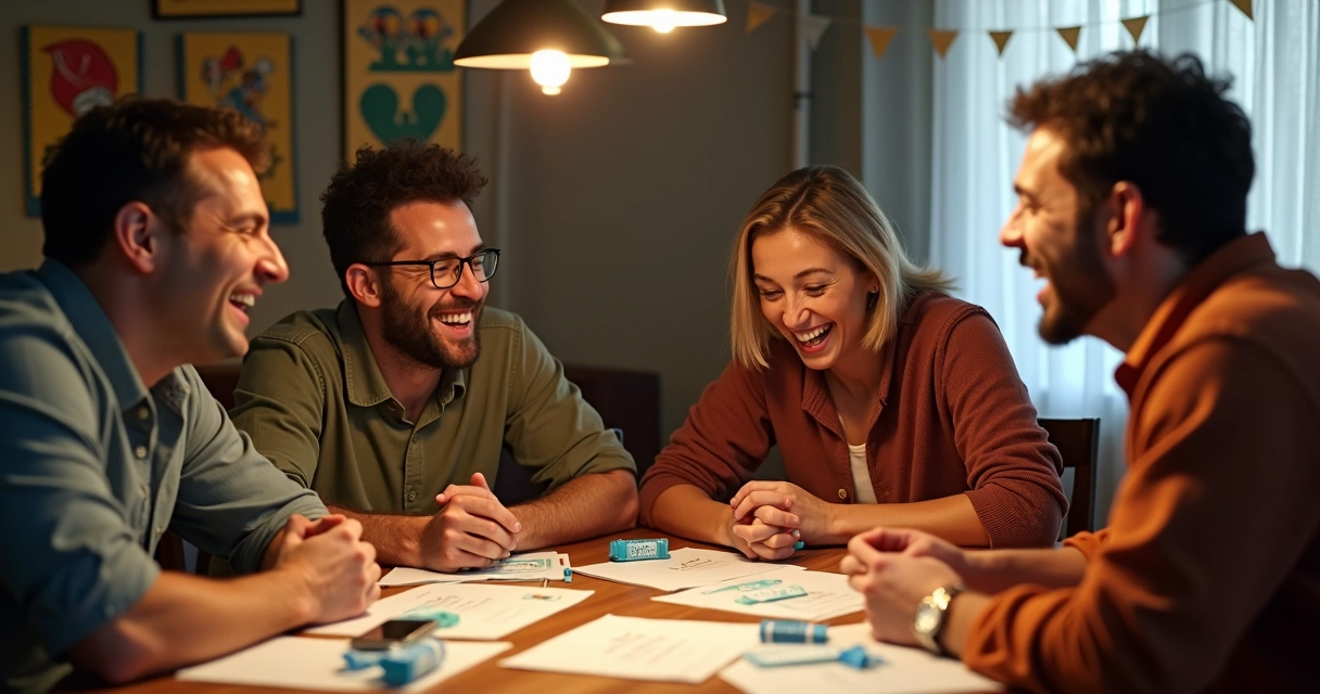 Grupo de pessoas reunidas comemorando apostas em bolão 