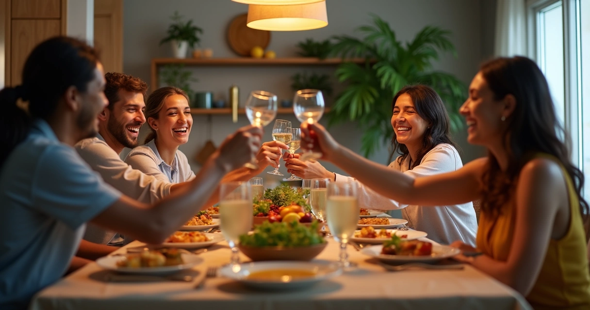 Grupo de brasileiros se divertindo em jantar na Flórida 