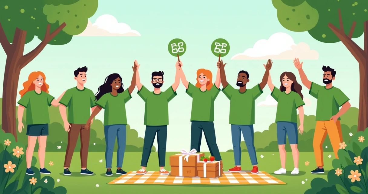 Grupo usando camisetas personalizadas ecológicas em ambiente natural