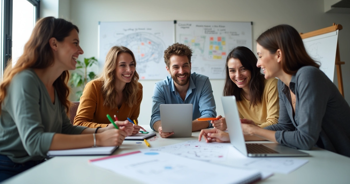 Pessoas colaborando em grupo no escritório 