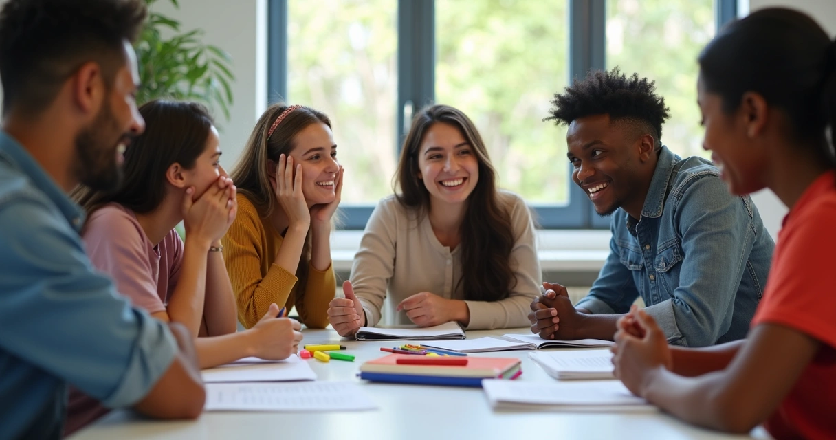 Jovens comemorando resultado de prova em grupo 