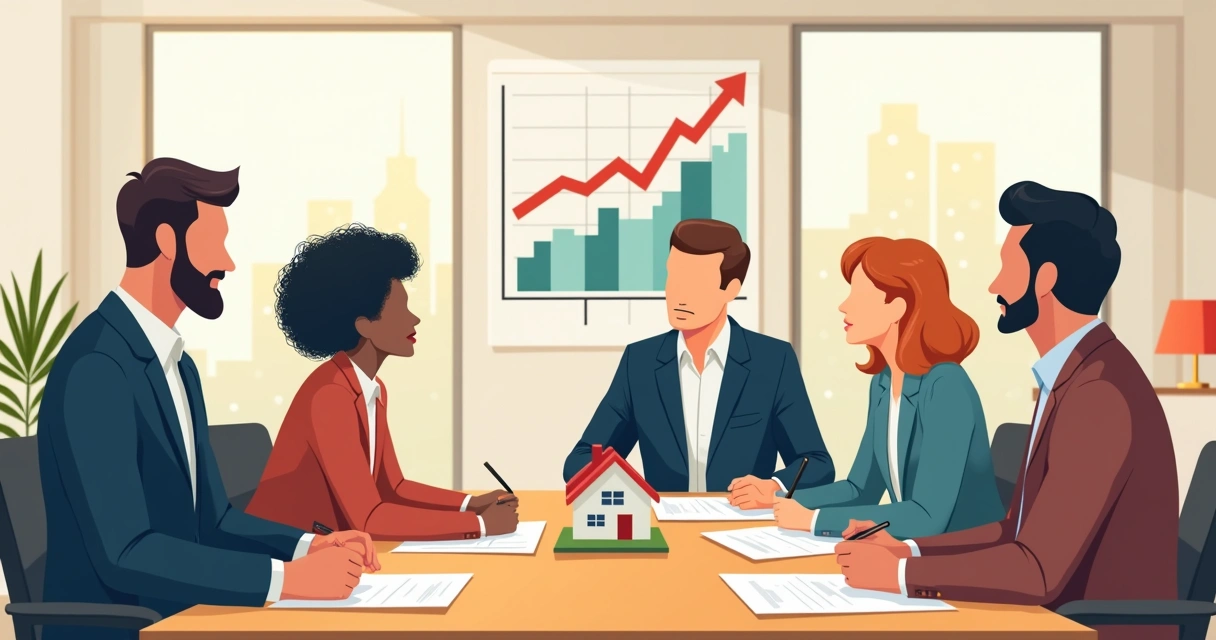 Grupo de pessoas analisando possibilidades de consórcio imobiliário 