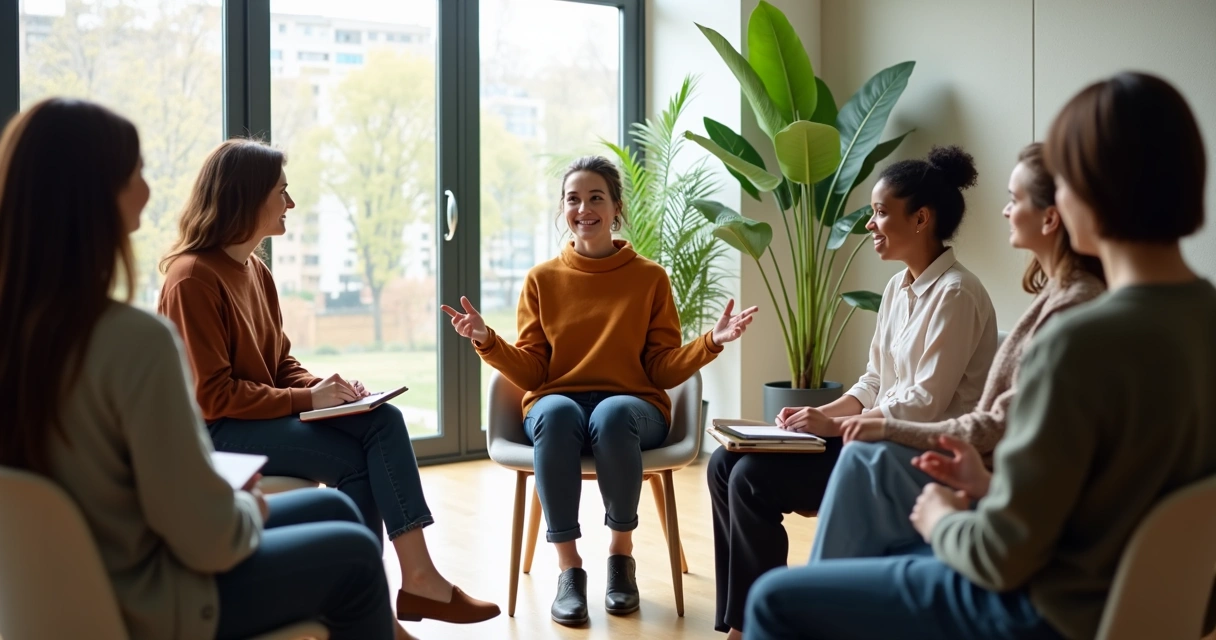 Grupo em conversa respeitosa em círculo