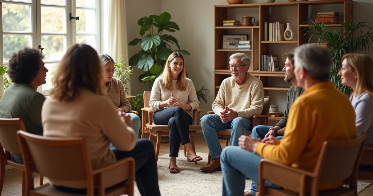 Pessoas reunidas em roda em ambiente social acolhedor 