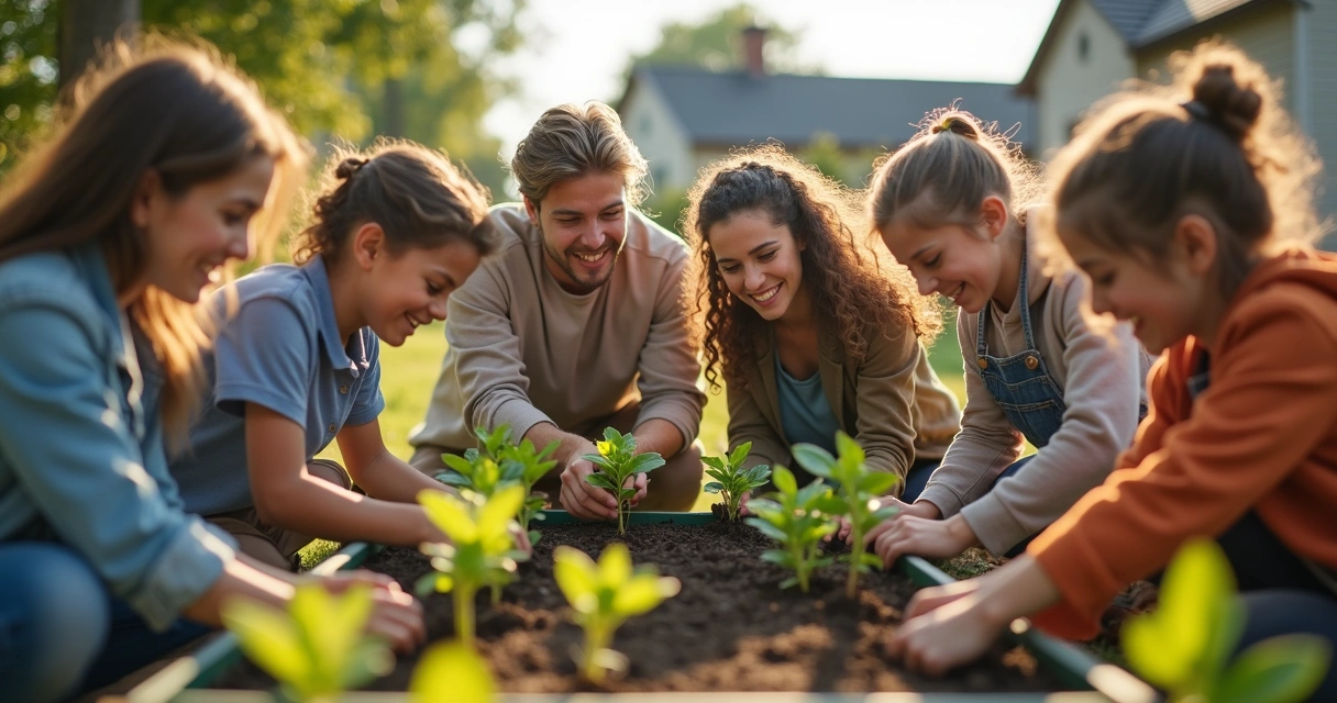 Grupo ajudando em ação comunitária 