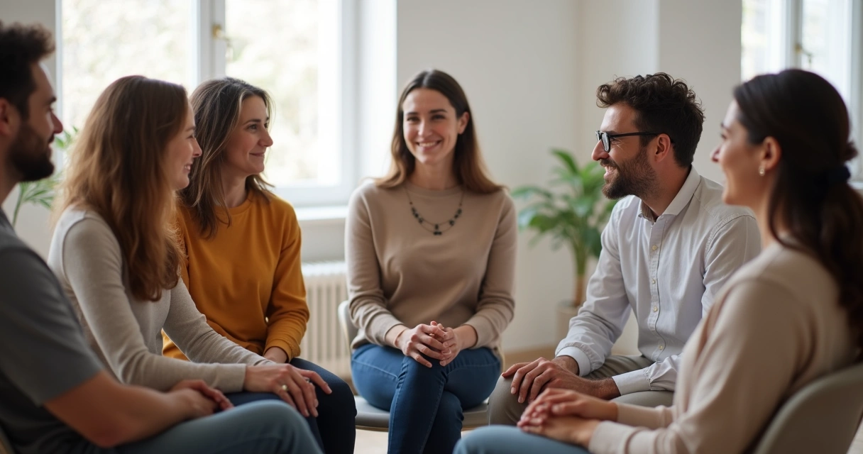 Grupo em círculo apoiando um ao outro 