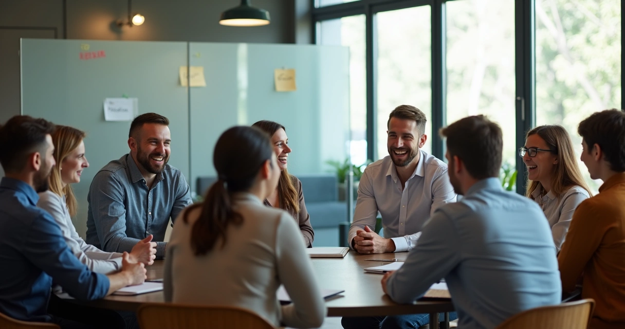 Grupo de pessoas reunidas em círculo discutindo ideias 