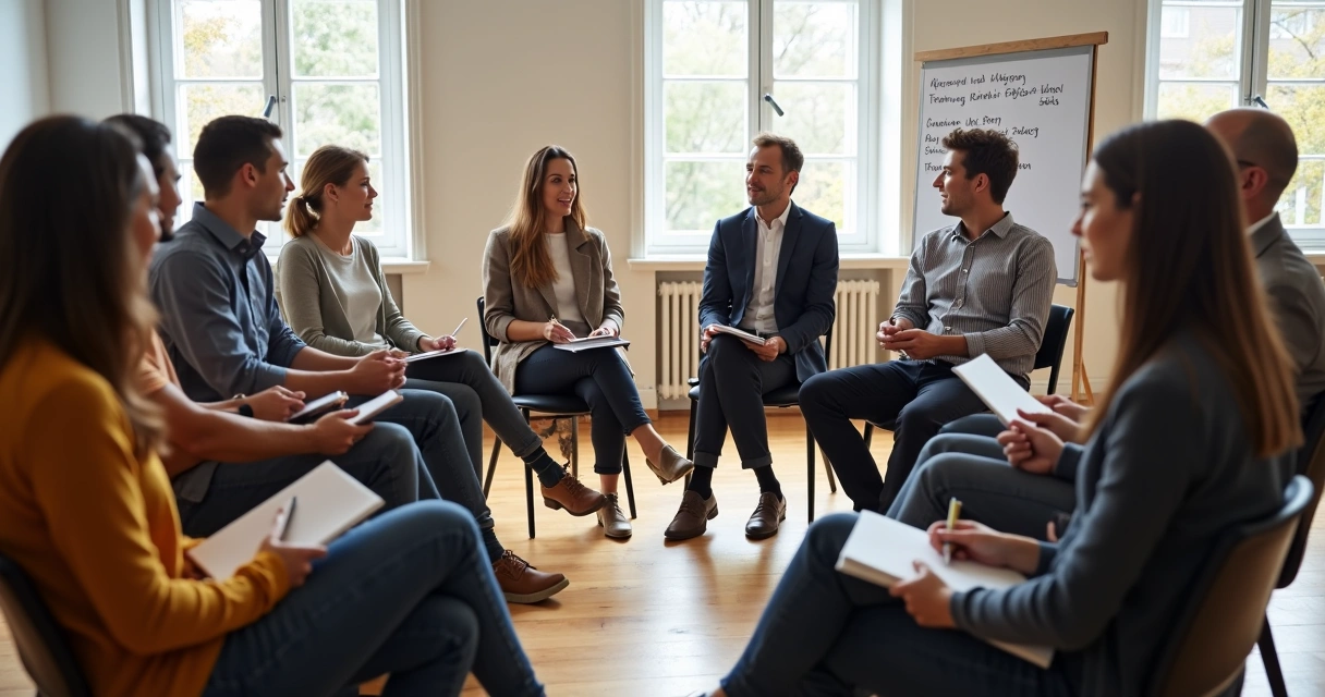 Grupo de pessoas sentadas em círculo participando de diálogo formativo 