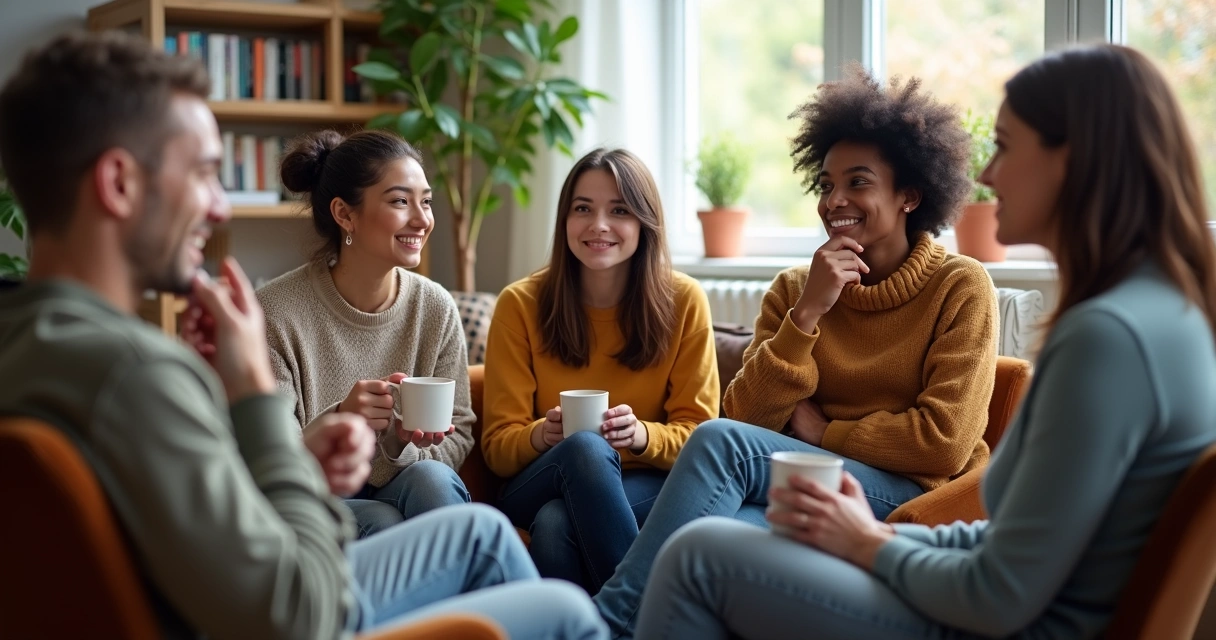 Grupo de personas sentados en círculo participando en un diálogo emocional
