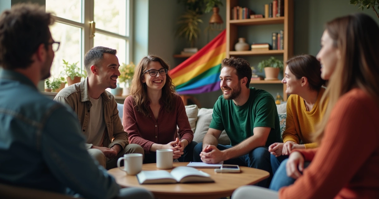 Grupo diverso conversando em roda sobre diversidade 