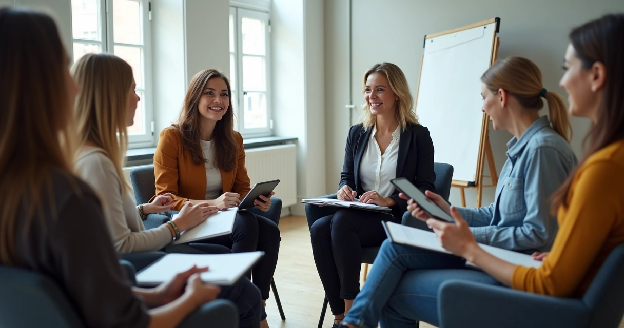 Professores reunidos em roda de conversa discutindo experiências 